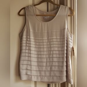 Coldwater Creek Cream Pleated Tank Top